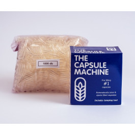 "Balík 1" - Manuálny prístroj na plnenie kapsúl vo veľkosti 1 + Prázdne želatínové kapsule Capsugel - transparentné tobolky veľkosť „1“ (1000ks)